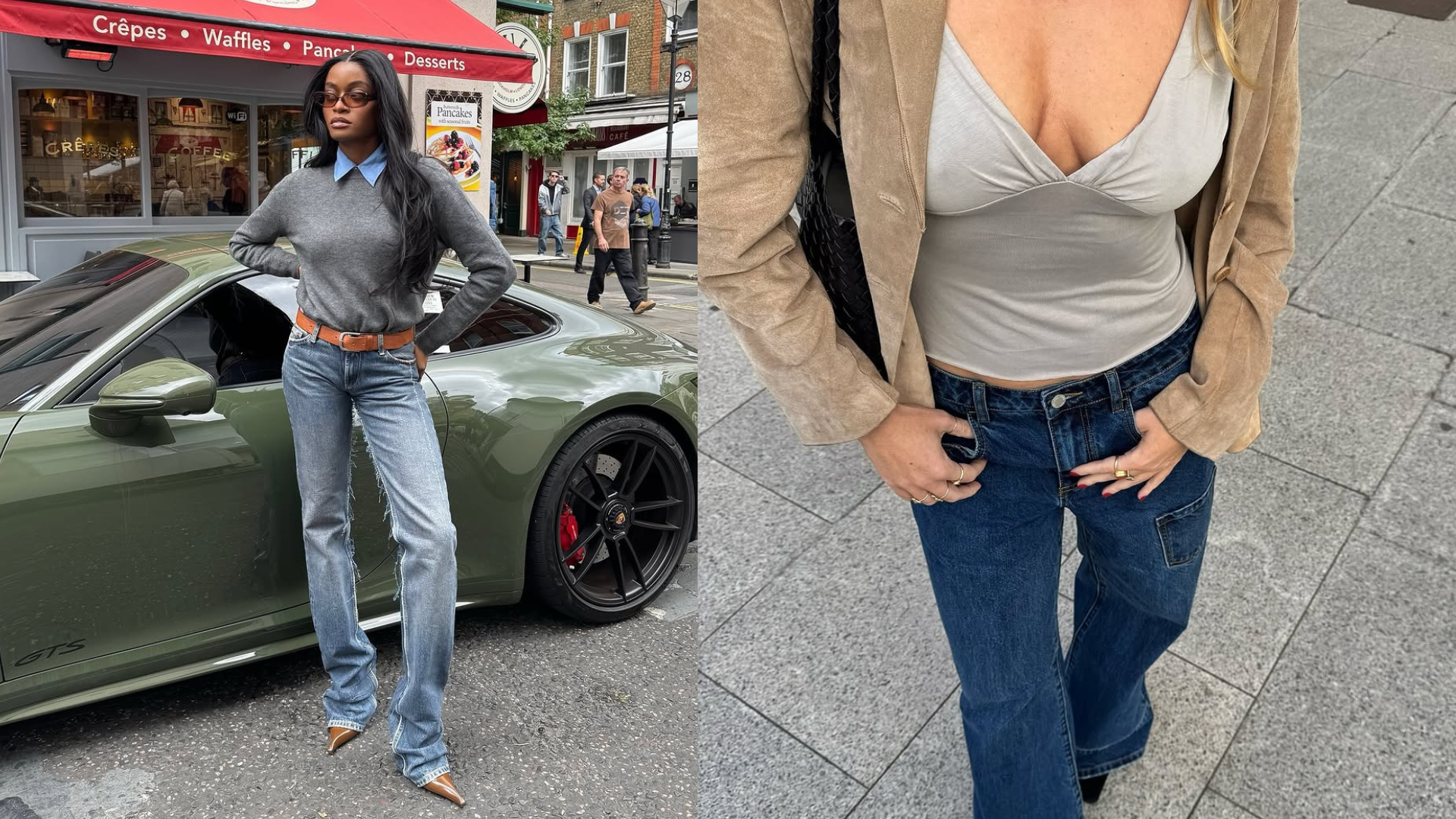 woman wearing best fall denim outfit november 2025