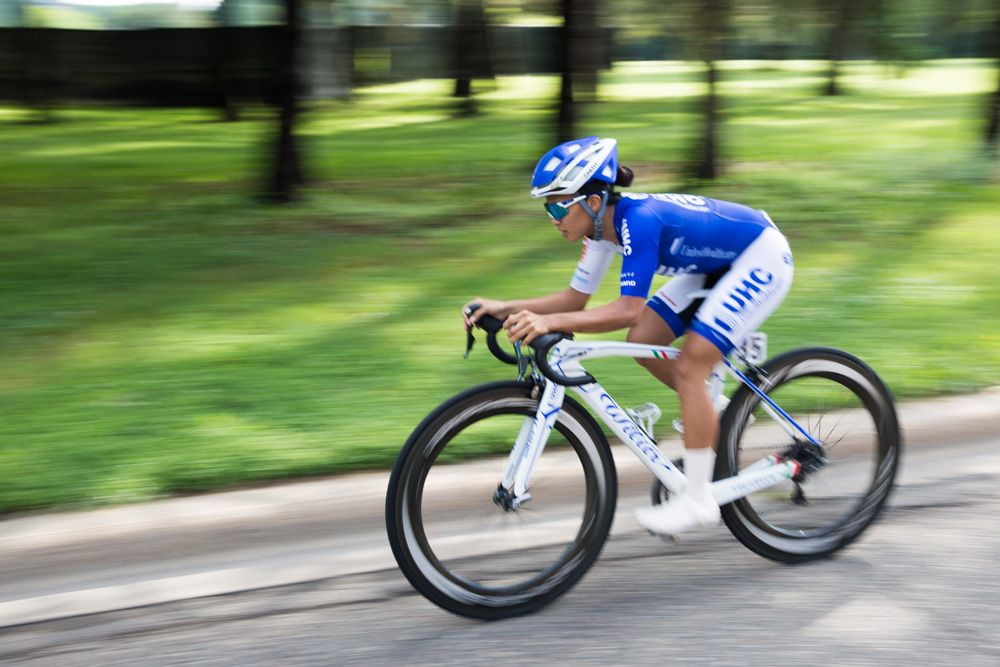 Coryn Rivera (UnitedHealthcare) rips down the front stretch of the out-and-back course during stage 1 of the North Star Grand Prix.