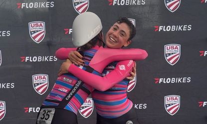 Betty Hasse gets congratulations from her CCB p/b Levin Law Group teammate Ella Brenneman for winning a second U23 ITT national championship, this time in Charleston, West Virginia