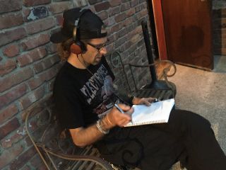 Randy Blythe writing Gift Of Pain