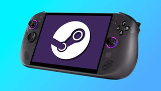 Legion Go S with Steam logo on screen.