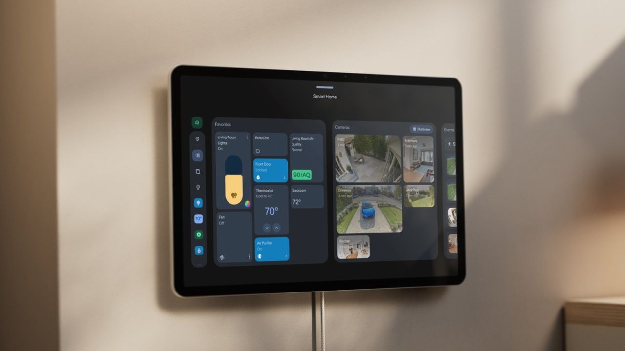 The Amazon Echo Show 16 mounted on a wall.