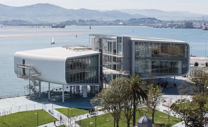 An aerial shot of the Centro Botín designed by Renzo Piano has completed in Santander, Spain.