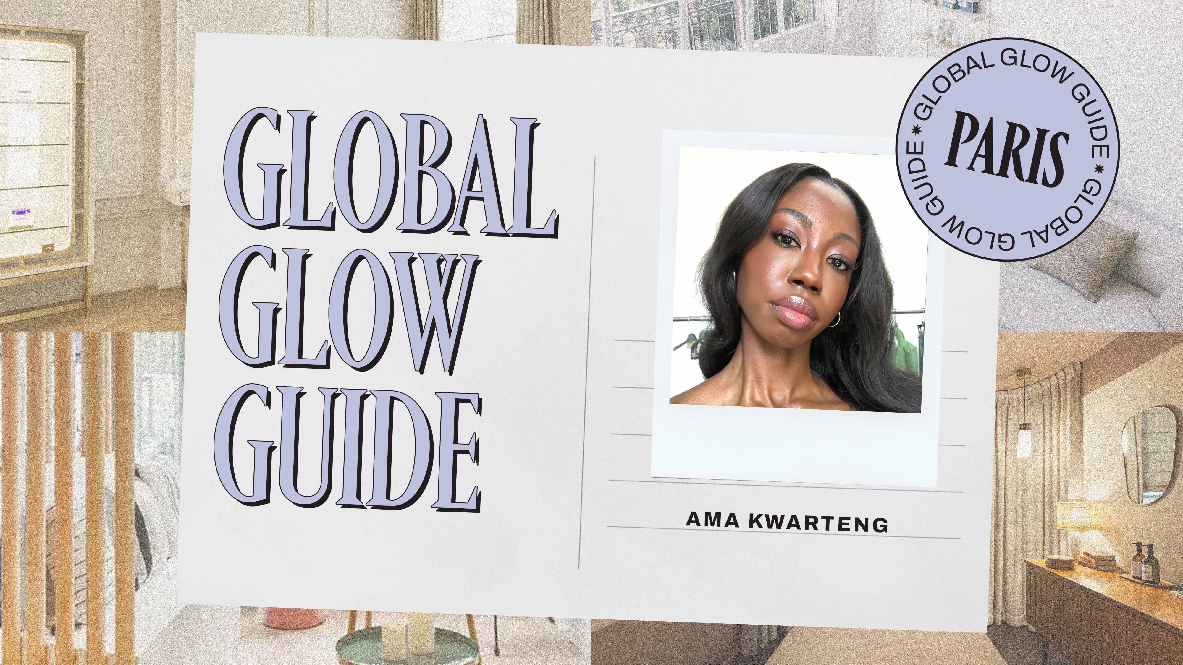 Ama Kwarteng headshot with an art treatment of Paris spas