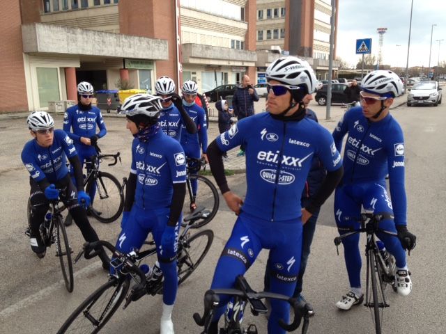 Etixx-QuickStep gathers ahead of their training ride