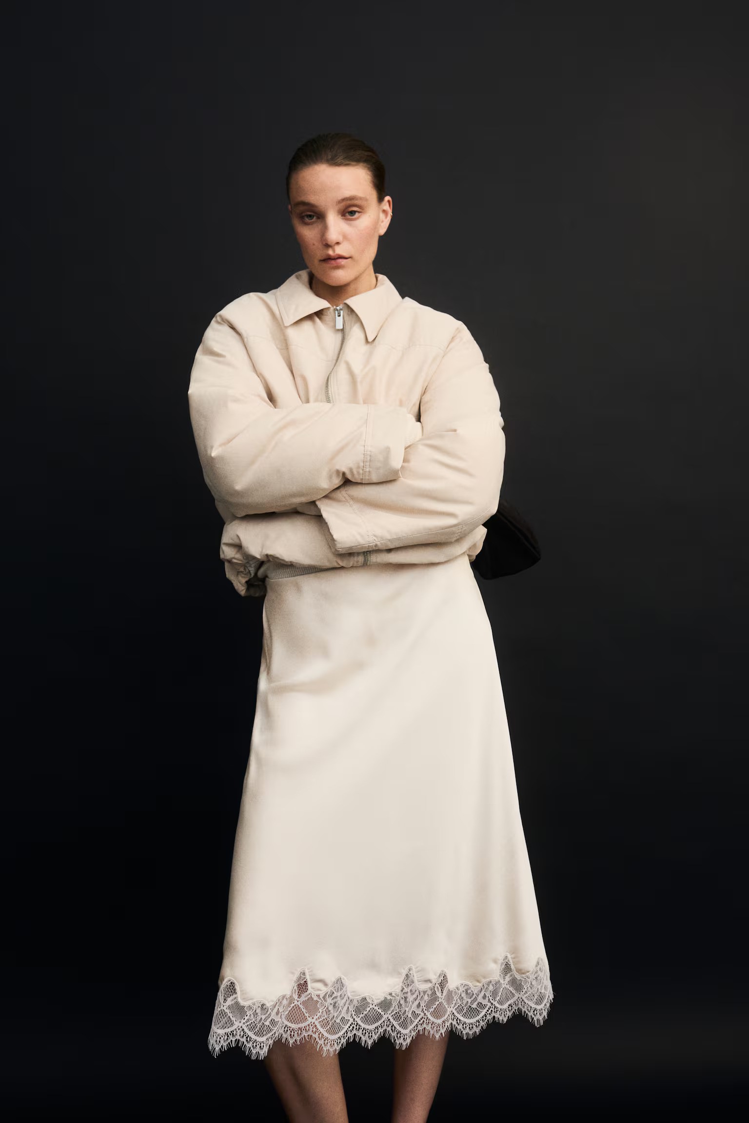 H&amp;amp;M, Lace-Trimmed Slip Skirt