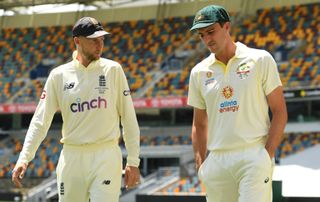 Captains Joe Root of England and Pat Cummins of Australia during 2021-22 Ashes cricket series