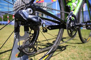 Oversized CeramicSpeed pulleys on Cannondale-Drapac's rear derailleurs