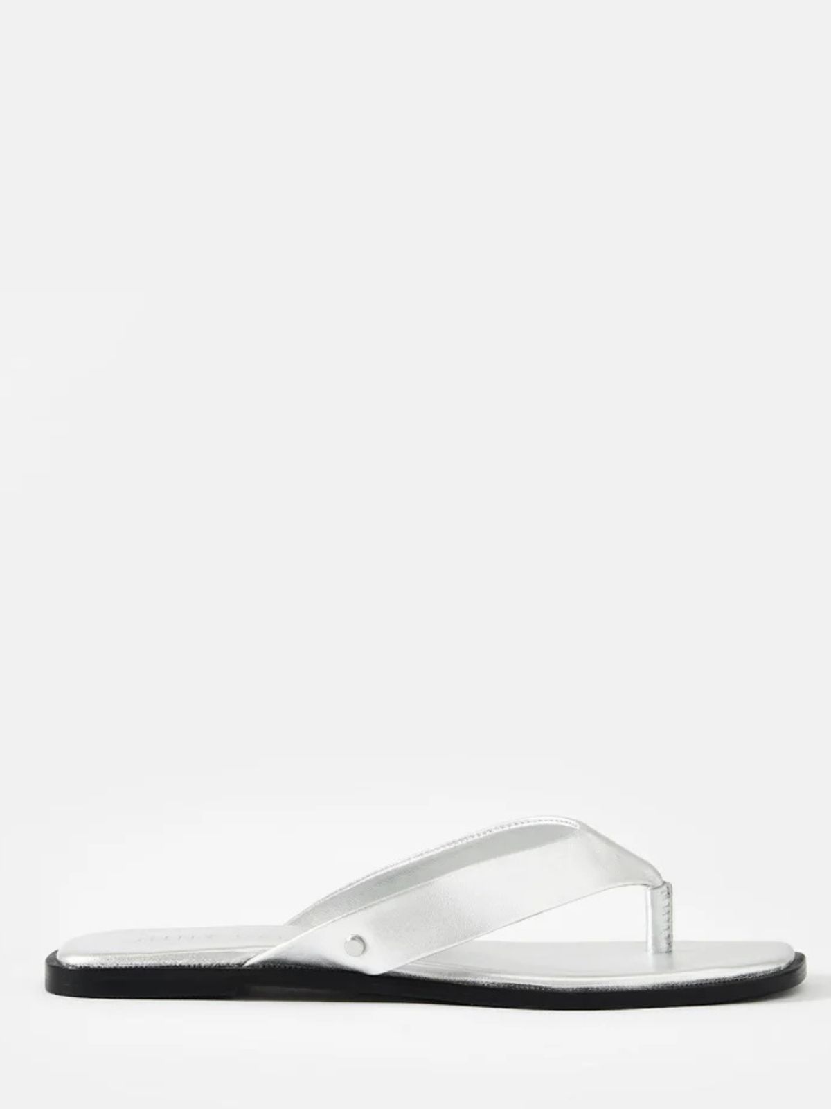 Mint Velvet Lula Silver Leather Flip Flops