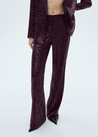 Sequined Palazzo Trousers - Women | Mango Usa