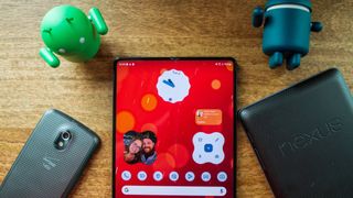 The Galaxy Z Fold 3 mocked up to look like a possible Pixel Fold