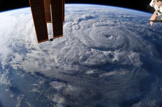 NASA astronaut Chris Cassidy tweeted this photo of Hurricane Genevieve seen from the International Space Station, on Aug. 19, 2020.