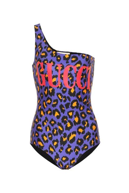 Gucci One-Shoulder Leopard-Print Swimsuit