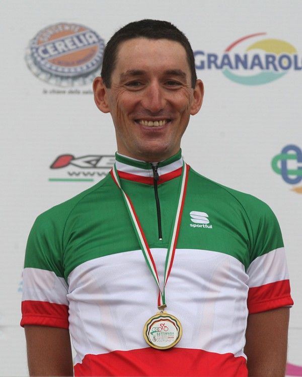 Marco Pinotti (Columbia-Highroad) claims his fourth Italian national time trial title.
