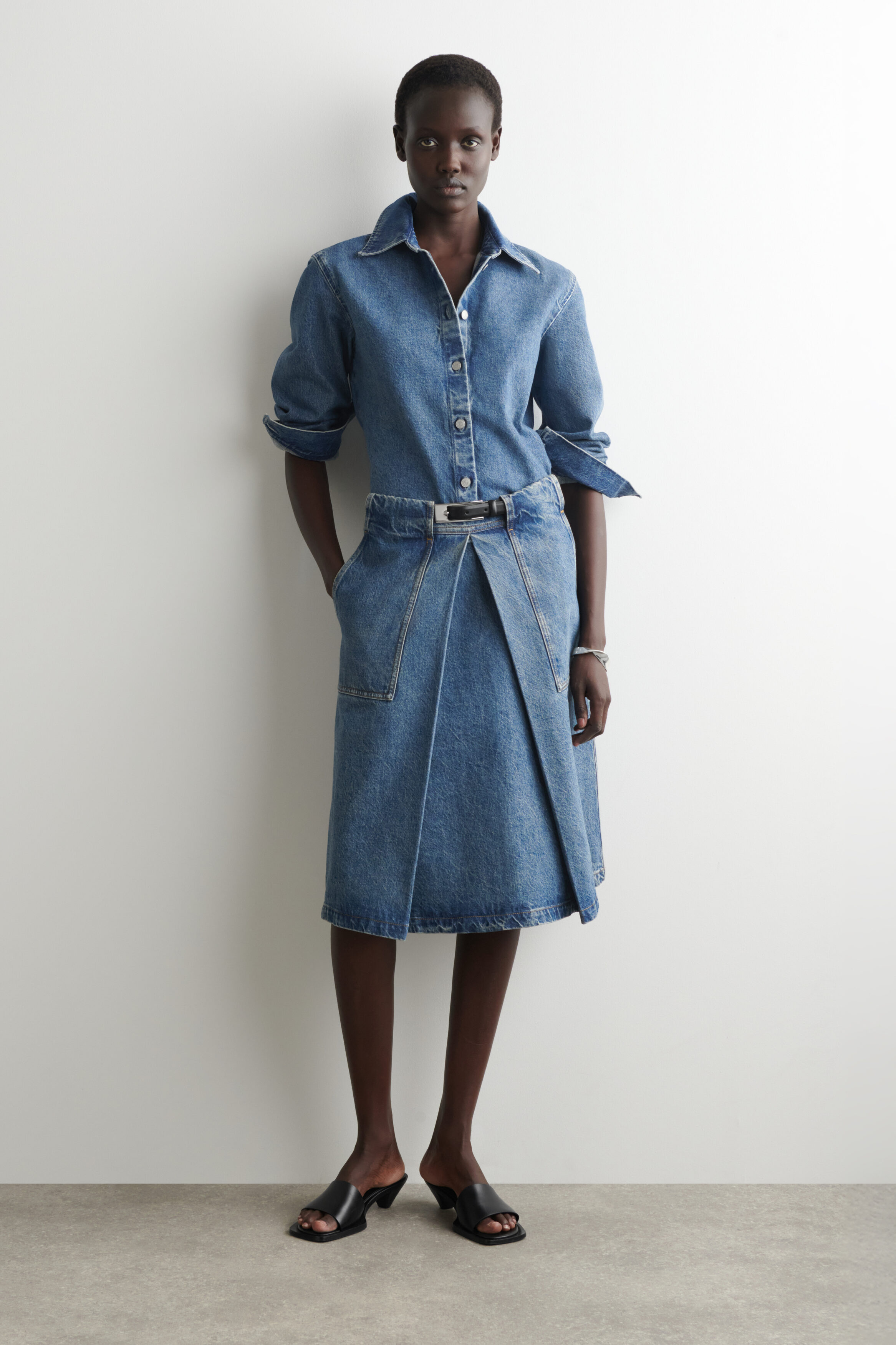 Denim A-Line Utility Skirt