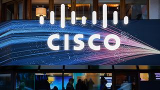 Cisco logo and branding pictured on the company's pavilion ahead of the World Economic Forum (WEF) in Davos, Switzerland, on Monday, Jan. 20, 2025.