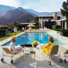 Slim Aarons photographs a Palm Springs pool