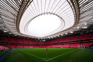 General view inside the stadium prior to the LaLiga Santander match between Athletic Club and Getafe CF at San Mames Stadium on April 01, 2023 in Bilbao, Spain.