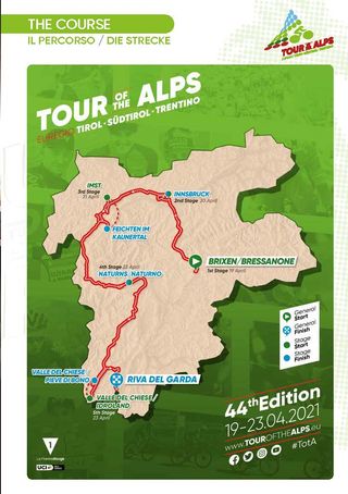 The map for the 2021 Tour of the Alps