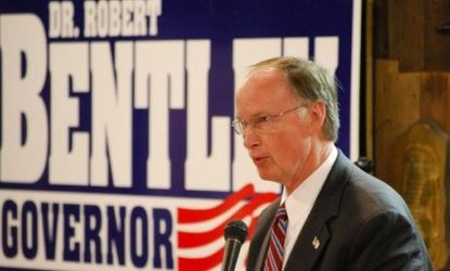 Gov. Robert Bentley said he would govern all Alabamians, but that only fellow Christians belong with him &amp;quot;in God&amp;#039;s family.&amp;quot;