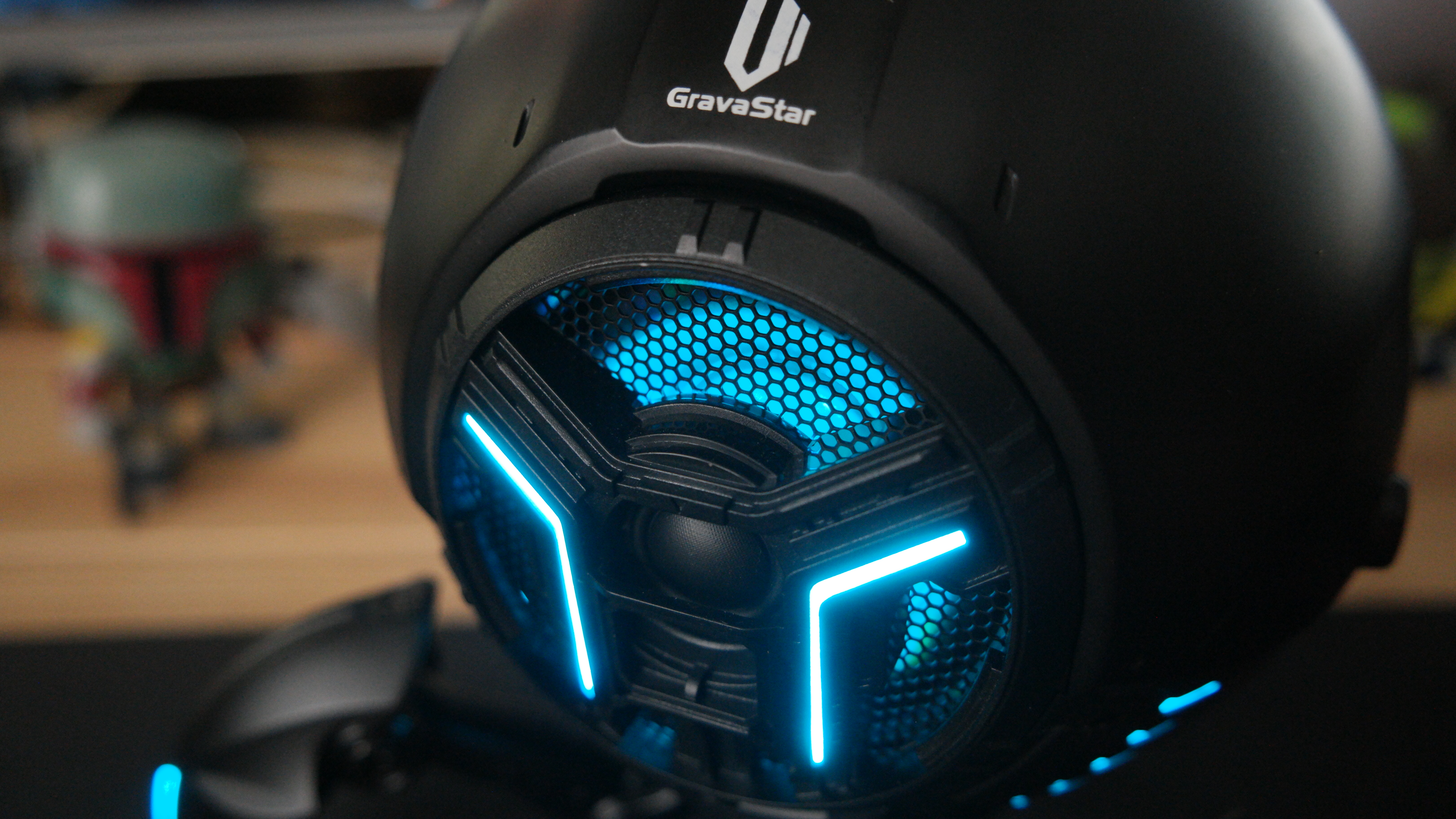 Gravastar Mars Pro V2 RGB lighting behind the speaker grille