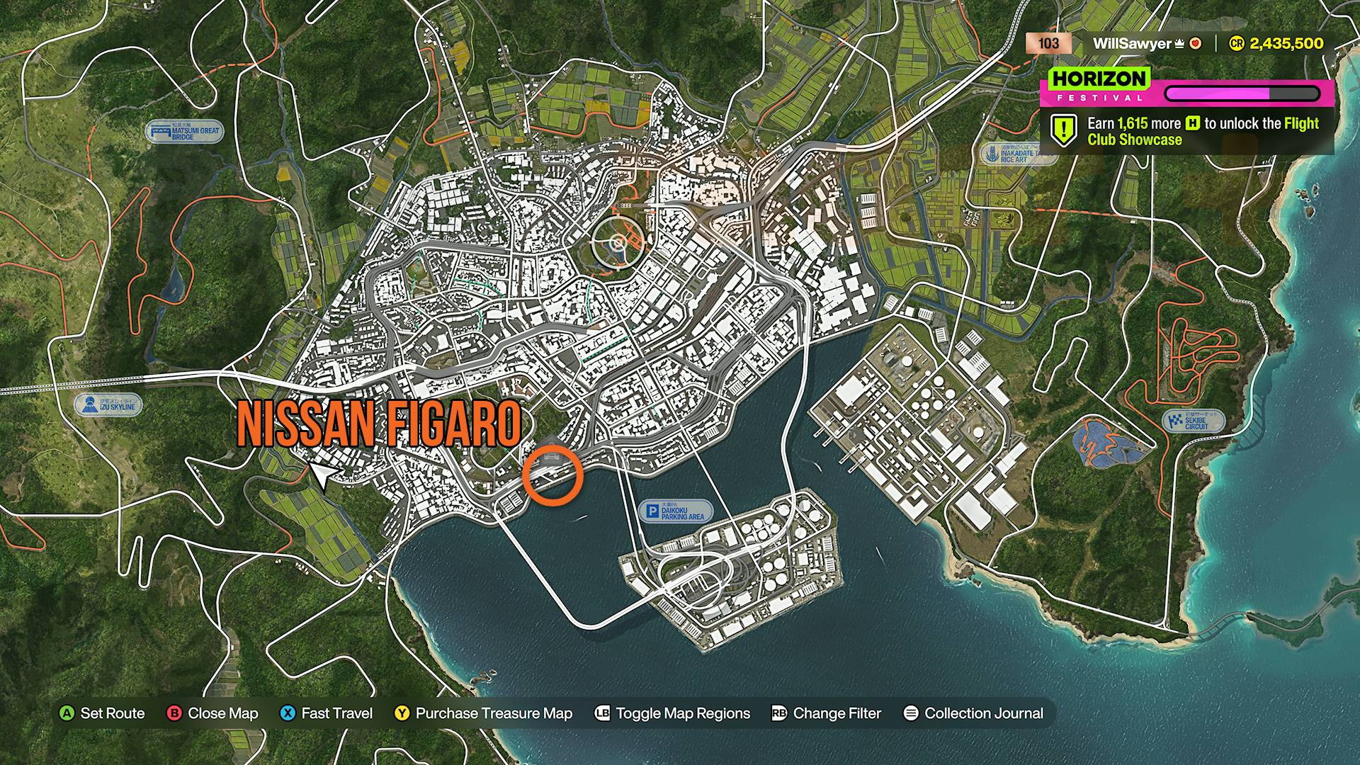 Forza Horizon 6 Treasure Cars map nissan figaro in tokyo city