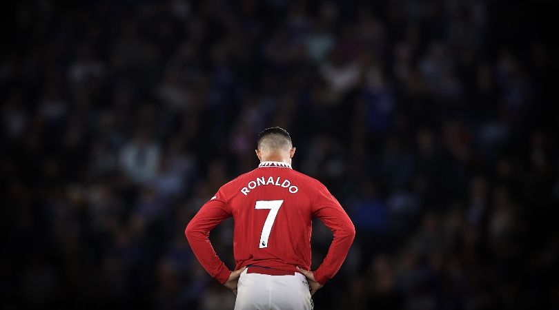 Cristiano Ronaldo in action for Manchester United against Leicester.