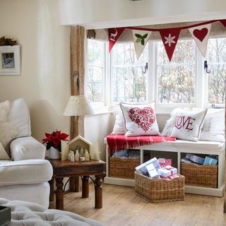 house tours charming christmassy cottage in hampshire living room bay window