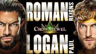 (L, R) Roman Reigns and Logan Paul will face off at the WWE Crown Jewel 2022 live stream