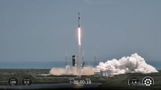A SpaceX Falcon 9 rocket launches 29 Starlink internet satellites from Florida’s Cape Canaveral Space Force Station on Aug. 11, 2026.