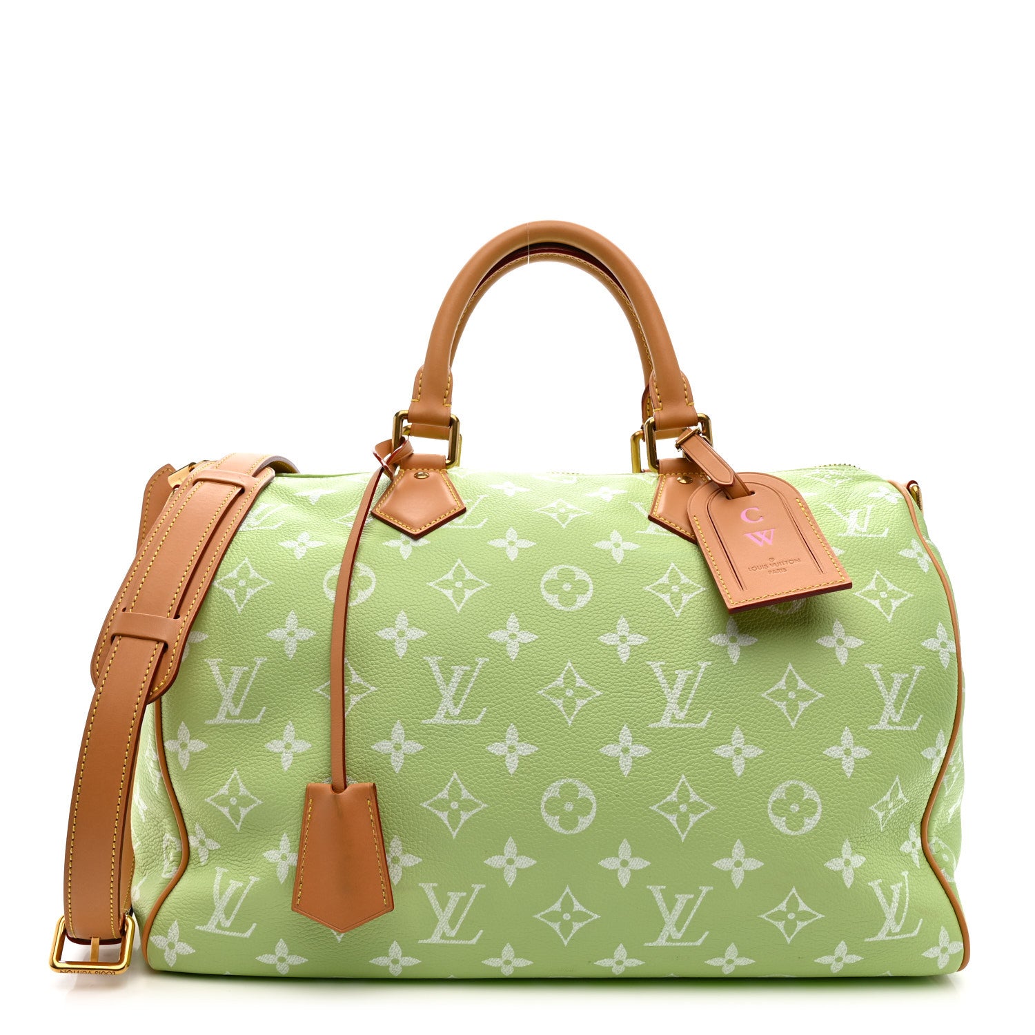 Louis Vuitton Calfskin Monogram Speedy P9 Bandouliere 40 Frozen Lime