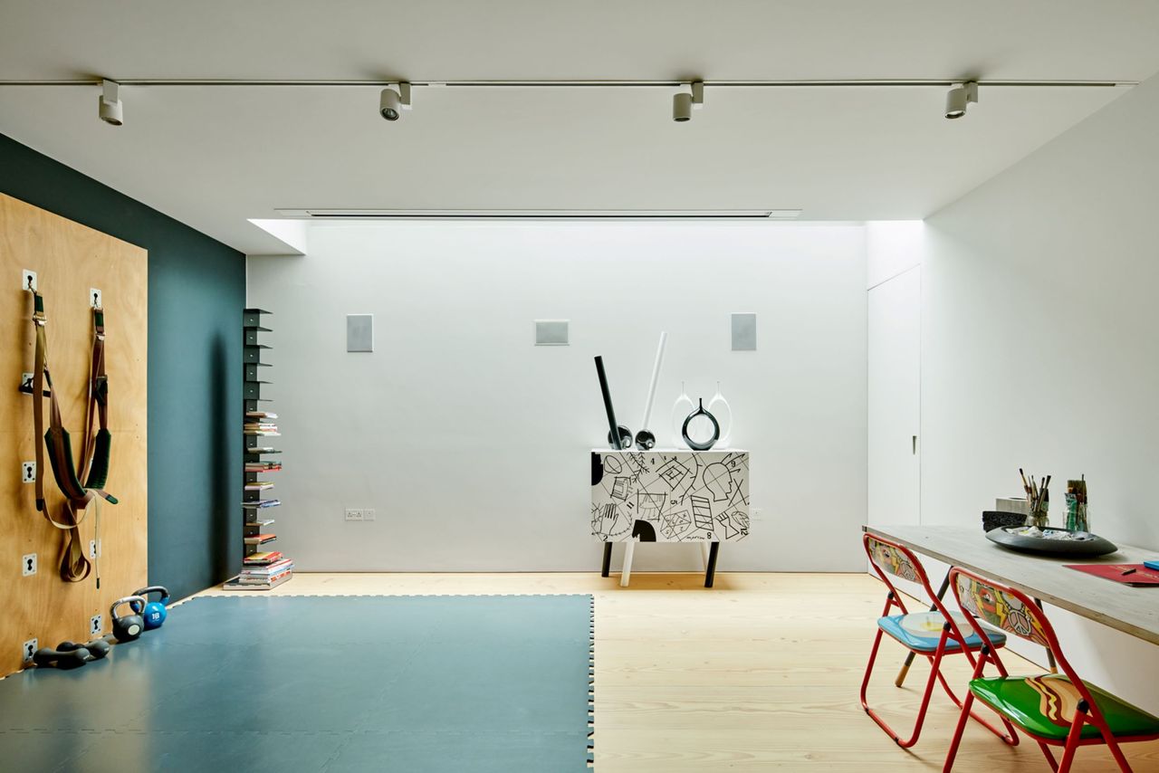 A gym in the underground part of the house