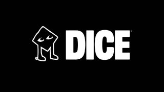 Black and white Dice FM logo.