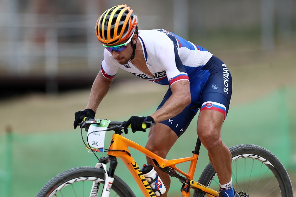 Peter Sagan practices on the MTB course of the Rio 2016 Olympic Games at the Mountain Bike Centre