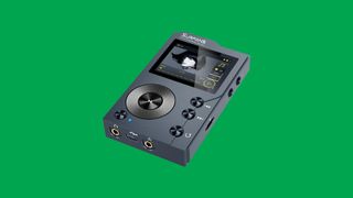 A portable music player.