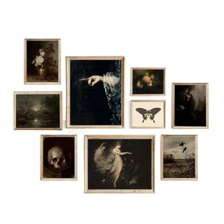 A set of nine dark academia wall art prints