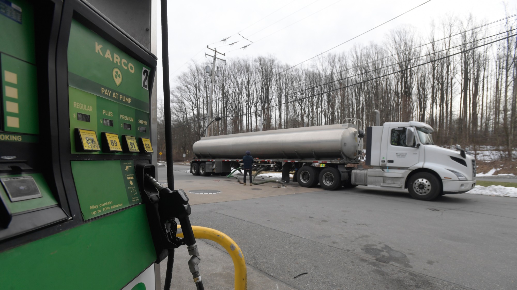 A tanker at a Karco gas station in Kennett Square, Pennsylvania