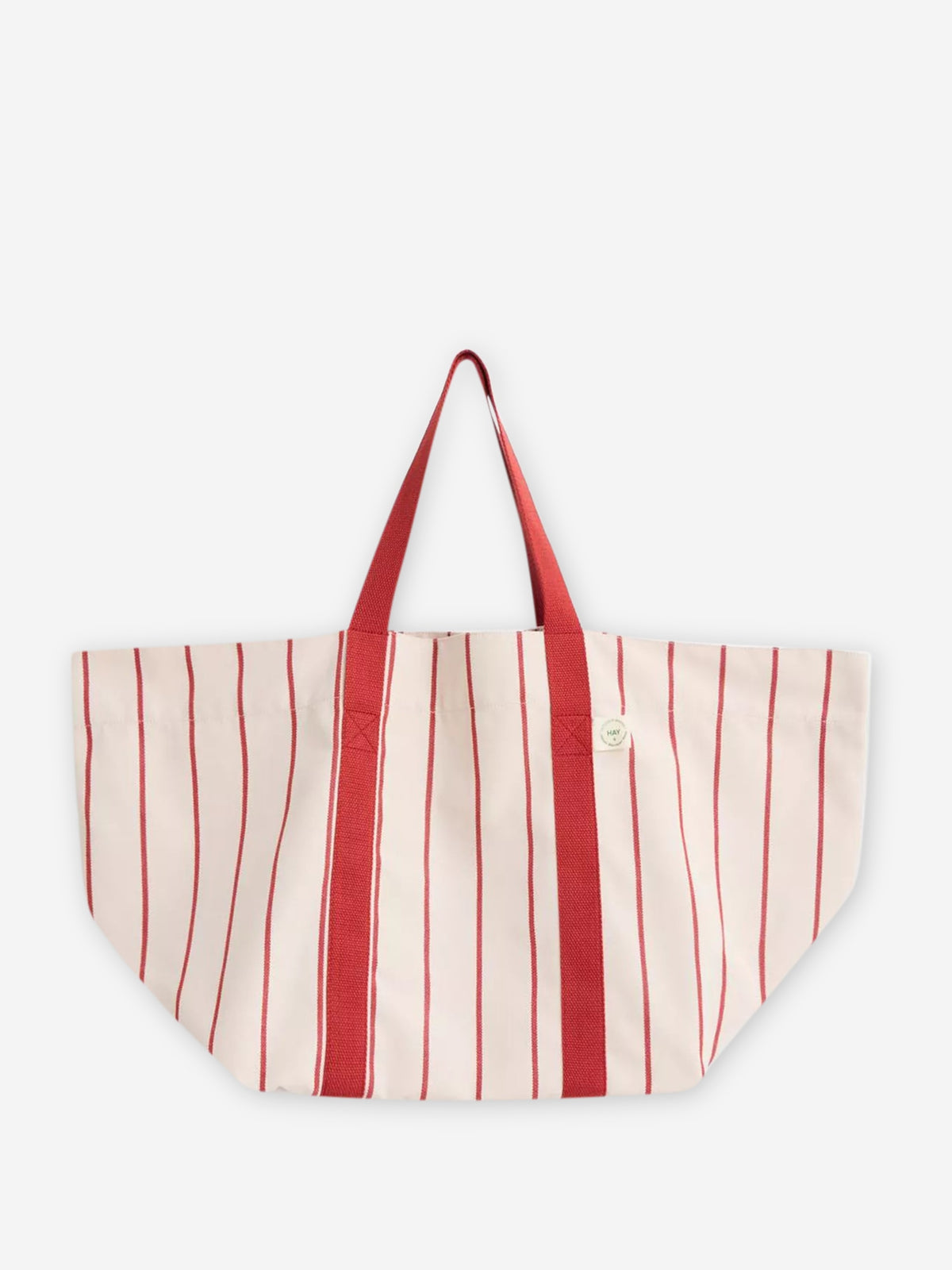 Hay Outdoor Market Tote Bag Medium - Beige With Red Stripe