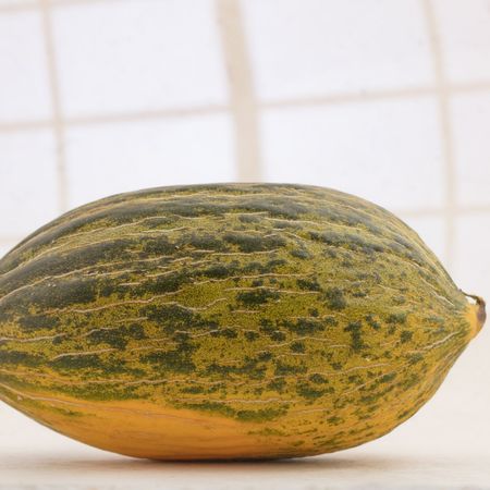 green and yellow melon with white background