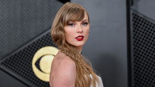 Taylor Swift on the red carpet at the grammys to illustrate a story about Taylor Swift at the iheartradio music awards