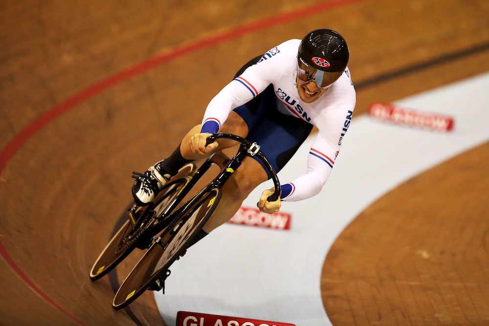 Lewis Oliva of Wales competes in the Men's Sprint