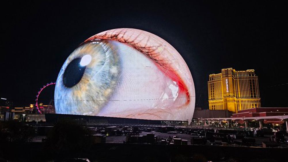 gigantic LED sphere illuminates las vegas skyline for the first time