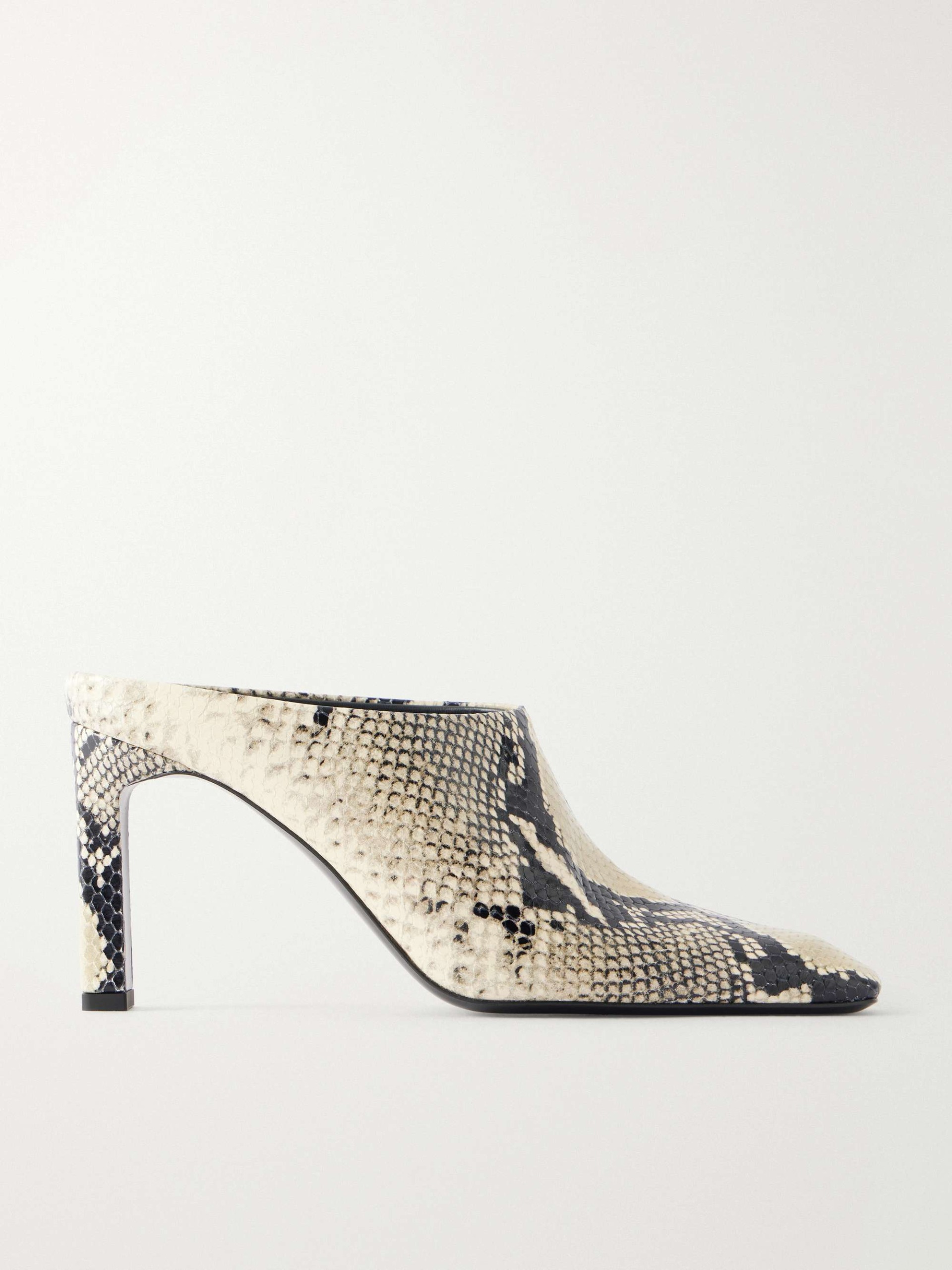 Bar 85 Snake-Effect Leather Mules