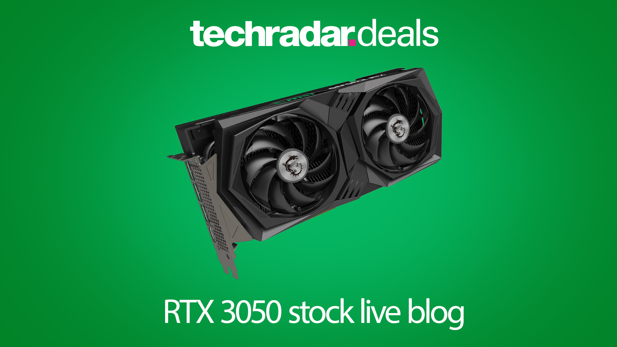 RTX 3050 stock live blog header green background