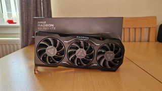 AMD Radeon RX 7900 XTX review image of the three GPU fans on its underside