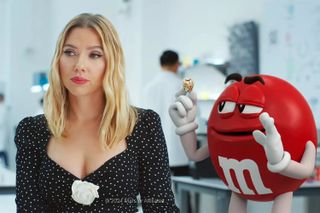 Scarlett Johansson in an M&Ms commercial for the Super Bowl