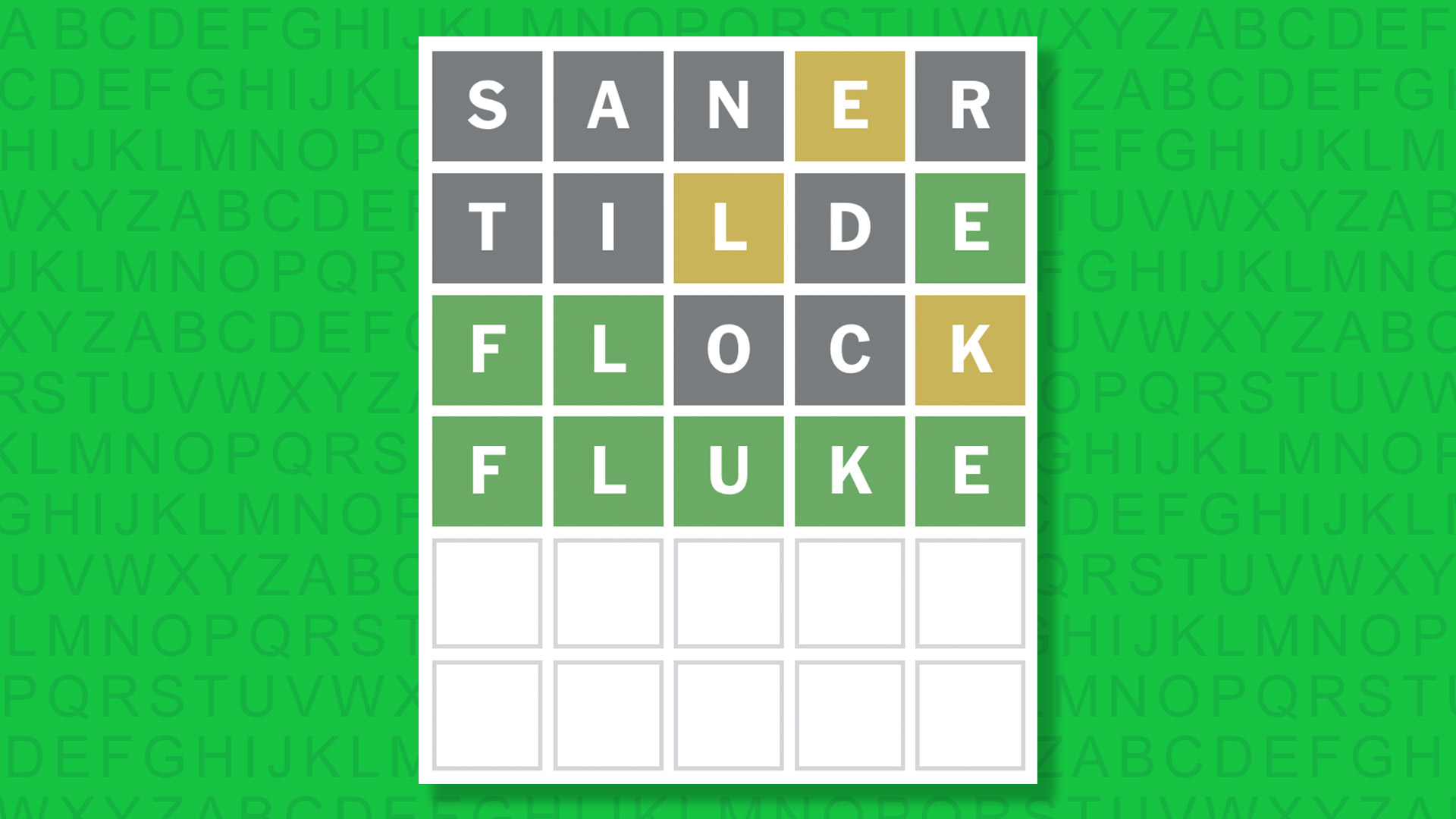 NYT Wordle answer for game 1716 on a green background