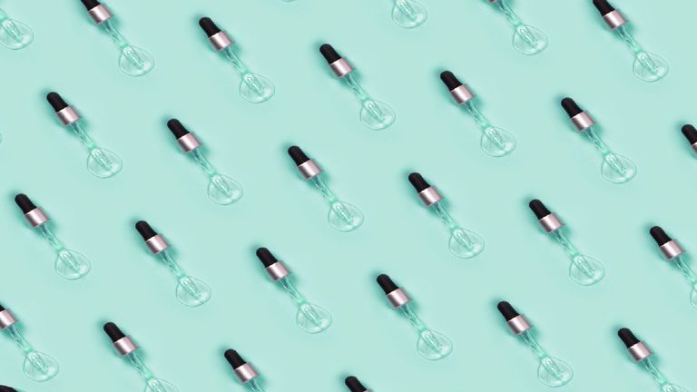 Flat lay of pipettes to mimic glycolic acid