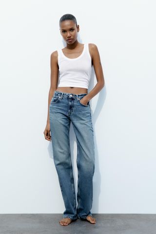 Full Length Trf Mid-Rise Wide Leg Jeans