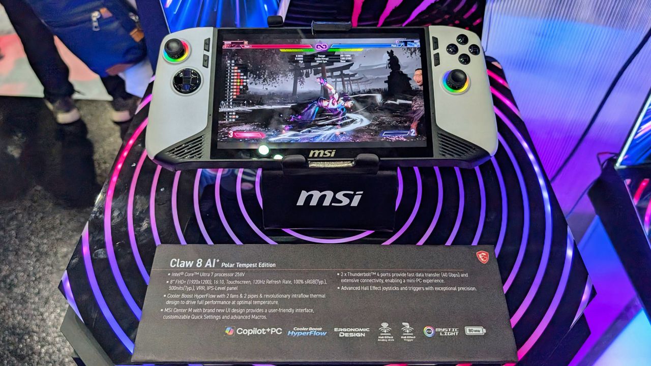 MSI Claw 8 AI+ Polar Tempest Edition gaming handheld at Computex 2025